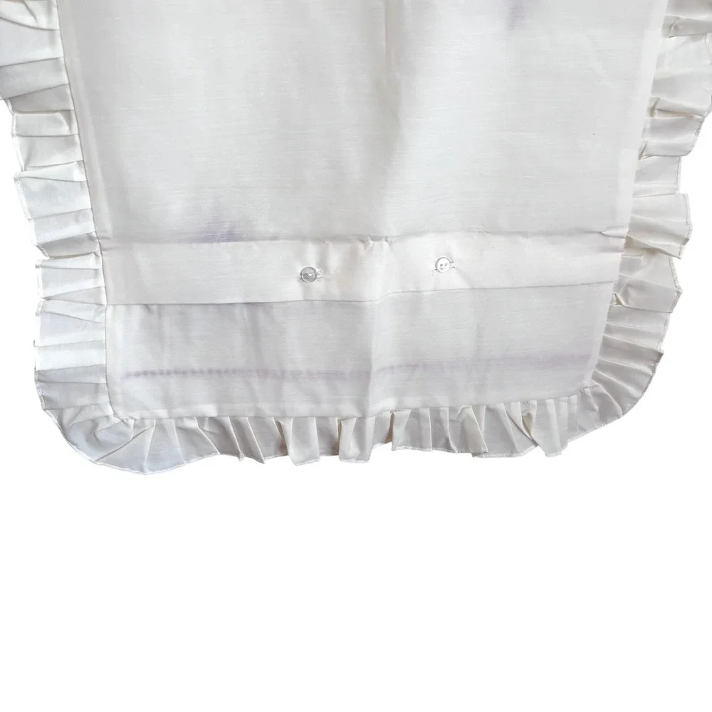 Vintage Floral Embroidered Ruffle Cottage Pillow Shams White Red Farmhouse 28X17